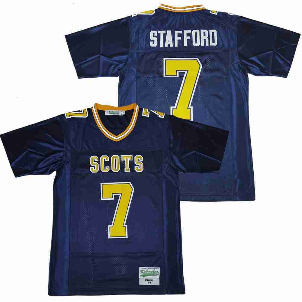 Men MATTHEW STAFFORD 7 HIGH SCHOOL FOOTBALL JERSEY Dark Blue