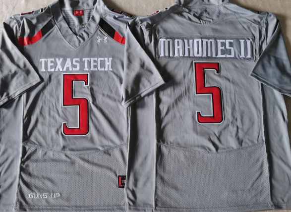 Men Texas Tech Gray Patrick Mahomes #5 Football Stitched Team Jersey