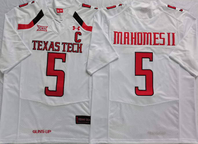 Men Texas Tech White Patrick Mahomes #5 Football Stitched Team Jersey