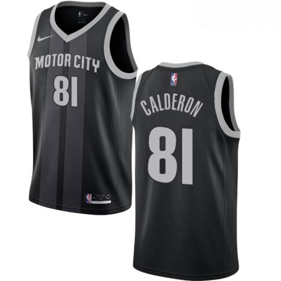 Womens Nike Detroit Pistons 81 Jose Calderon Swingman Black NBA Jersey City Edition