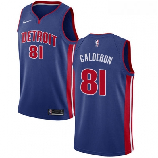 Womens Nike Detroit Pistons 81 Jose Calderon Swingman Royal Blue NBA Jersey Icon Edition