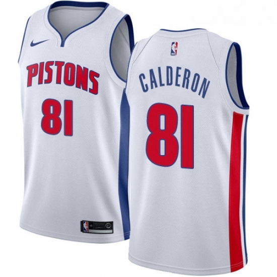 Womens Nike Detroit Pistons 81 Jose Calderon Swingman White NBA Jersey Association Edition