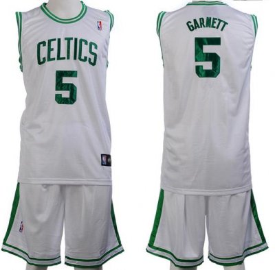 Boston Celtics 5 Kevin Garnett White Jerseys&Shorts