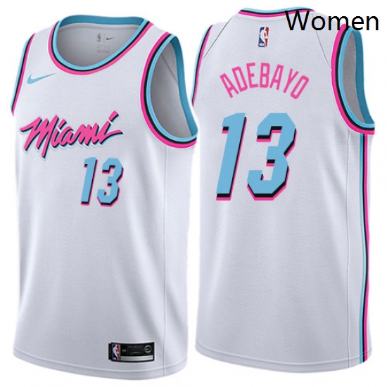 Womens Nike Miami Heat 13 Edrice Adebayo Swingman White NBA Jersey City Edition