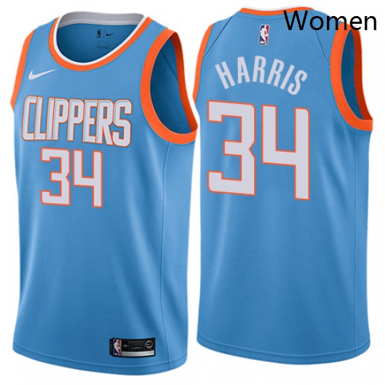 Womens Nike Los Angeles Clippers 34 Tobias Harris Swingman Blue NBA Jersey City Edition