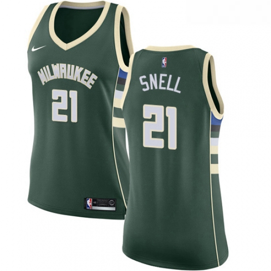 Womens Nike Milwaukee Bucks 21 Tony Snell Swingman Green Road NBA Jersey Icon Edition