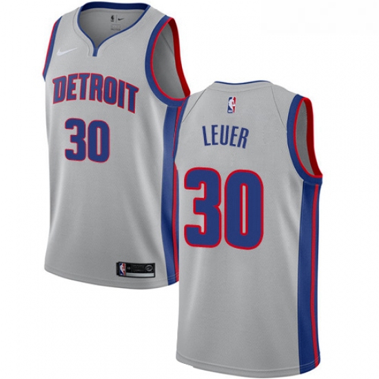 Womens Nike Detroit Pistons 30 Jon Leuer Authentic Silver NBA Jersey Statement Edition