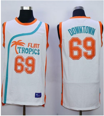 Flint Tropics #69 Downtown White Semi-Pro Movie Stitched Basketball Jersey