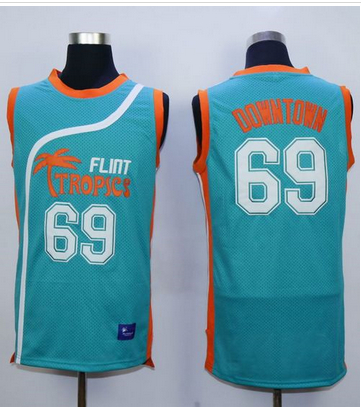 Flint Tropics #69 Downtown Blue Semi-Pro Movie Stitched Basketball Jersey