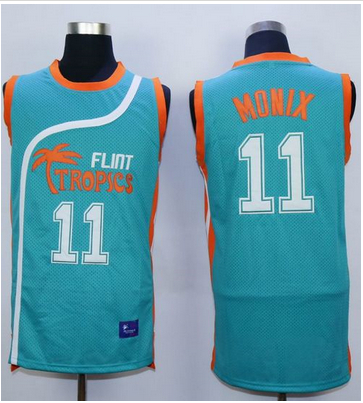 Flint Tropics #11 Ed Monix Blue Semi-Pro Movie Stitched Basketball Jersey