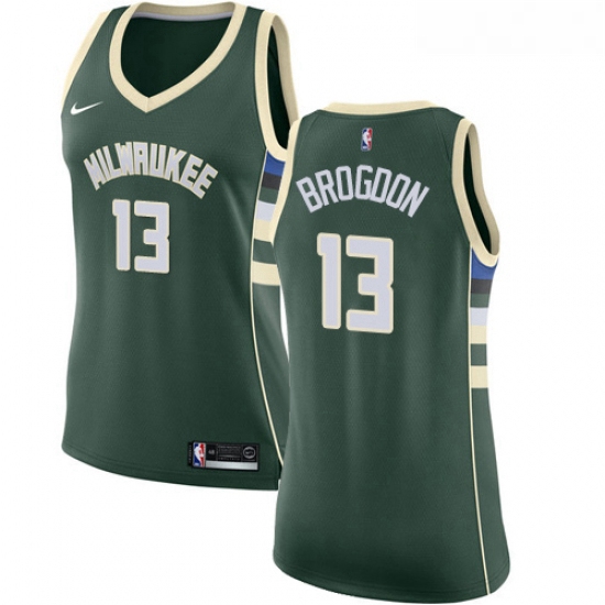 Womens Nike Milwaukee Bucks 13 Malcolm Brogdon Swingman Green Road NBA Jersey Icon Edition