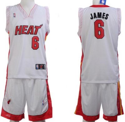 Miami Heat 6 Lebron James White Jerseys&Shorts