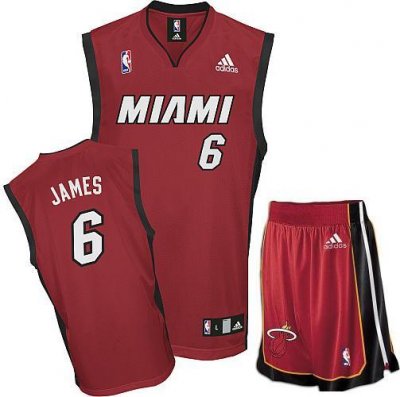 Miami Heat 6 Lebron James Red Revolution 30 Swingman Jersey & Shorts Suit