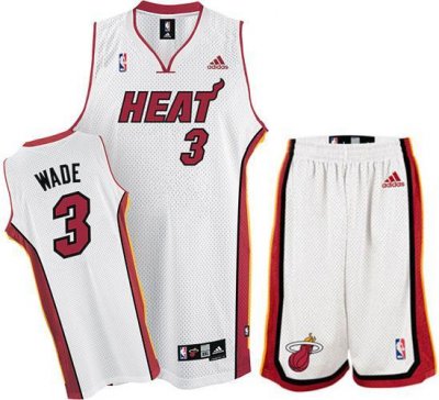 Miami Heat 3 Dwyane Wade White Revolution 30 Swingman Jersey & Shorts Suit