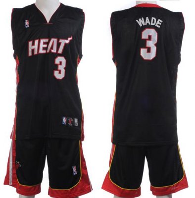 Miami Heat 3 Dwayne Wade Black Jerseys&Shorts