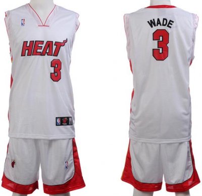 Miami Heat 3 Dwayne Wade White Jerseys&Shorts