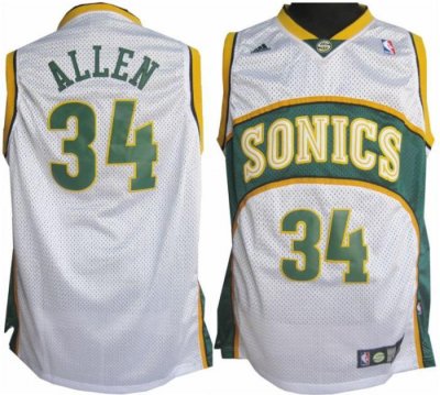 Seattle Supersonics 34 Ray Allen Soul Swingman Home White Jersey