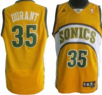 Seattle Supersonics #35 Kevin Durant Yellow Swingman Jerseys