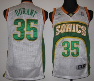 Seattle Supersonics #35 Kevin Durant White Swingman Jerseys