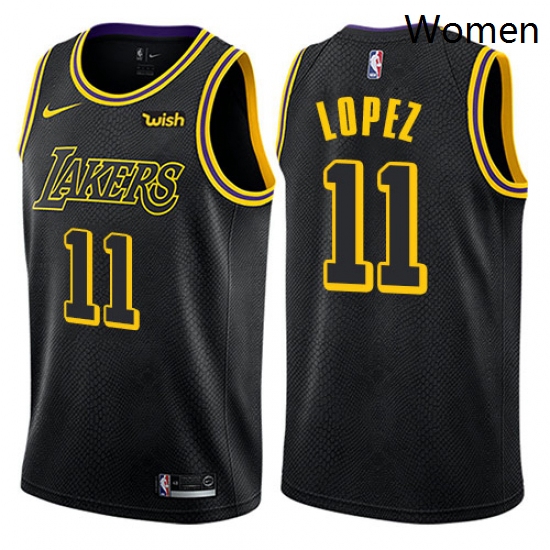 Womens Nike Los Angeles Lakers 11 Brook Lopez Swingman Black NBA Jersey City Edition