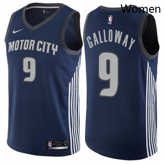 Womens Nike Detroit Pistons 9 Langston Galloway Swingman Navy Blue NBA Jersey City Edition