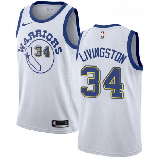 Womens Nike Golden State Warriors 34 Shaun Livingston Authentic White Hardwood Classics NBA Jersey