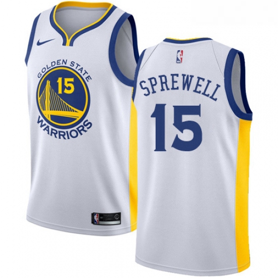 Womens Nike Golden State Warriors 15 Latrell Sprewell Authentic White Home NBA Jersey Association Ed