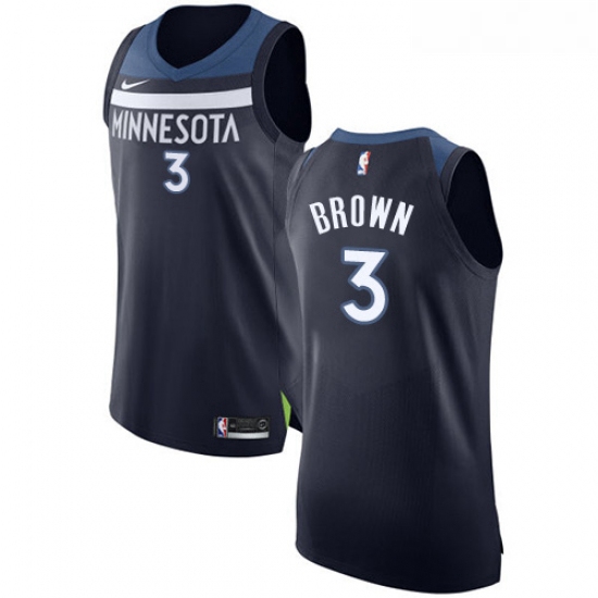 Womens Nike Minnesota Timberwolves 3 Anthony Brown Authentic Navy Blue Road NBA Jersey Icon Edition