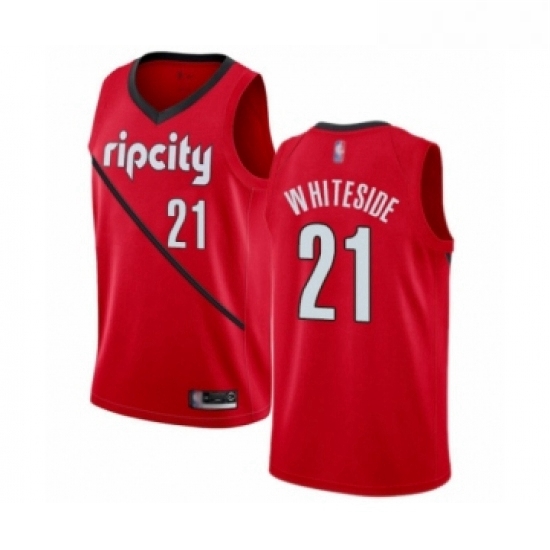 Womens Portland Trail Blazers 21 Hassan Whiteside Red Swingman Jersey Earned Edition