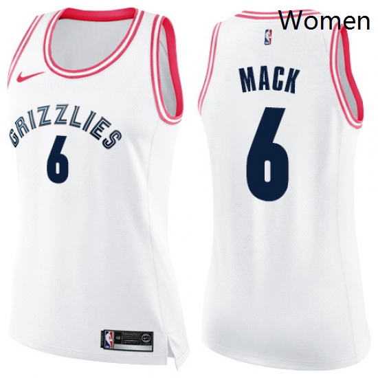 Womens Nike Memphis Grizzlies 6 Shelvin Mack Swingman White Pink Fashion NBA Jersey