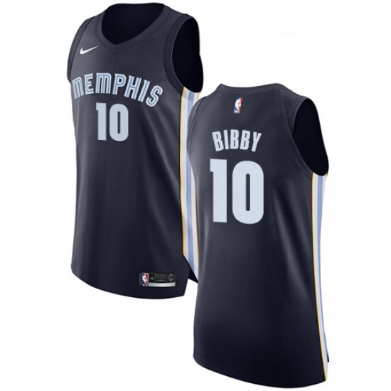 Womens Nike Memphis Grizzlies 10 Mike Bibby Authentic Navy Blue Road NBA Jersey Icon Edition