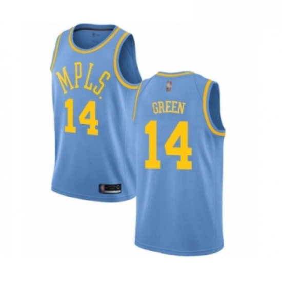 Womens Los Angeles Lakers 14 Danny Green Authentic Blue Hardwood Classics Basketball Jersey