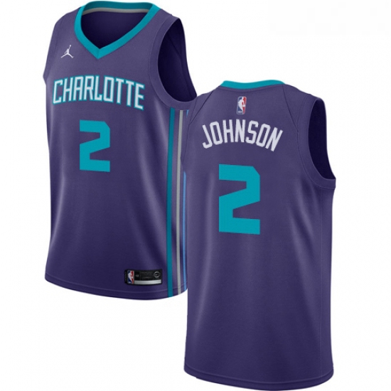 Womens Nike Jordan Charlotte Hornets 2 Larry Johnson Authentic Purple NBA Jersey Statement Edition