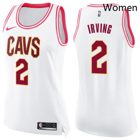 Womens Nike Cleveland Cavaliers 2 Kyrie Irving Swingman WhitePink Fashion NBA Jersey