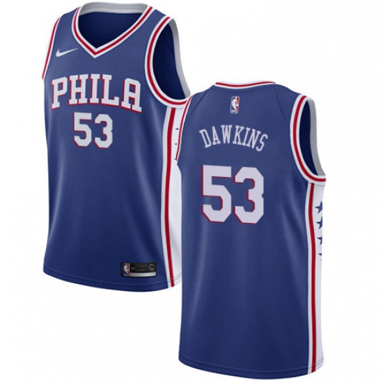 Womens Nike Philadelphia 76ers 53 Darryl Dawkins Swingman Blue Road NBA Jersey Icon Edition