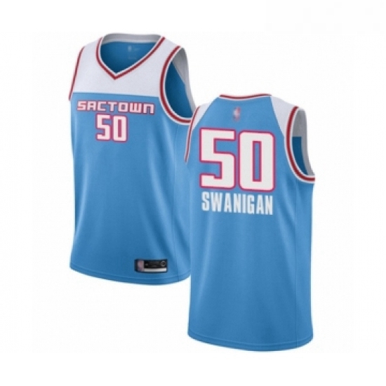 Womens Sacramento Kings 50 Caleb Swanigan Swingman Blue Basketball Jersey 2018 19 City Edition