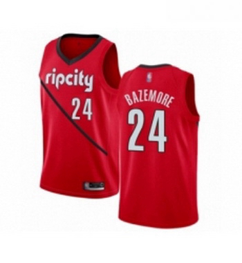 Womens Portland Trail Blazers 24 Kent Bazemore Red Swingman Jersey Earned Edition