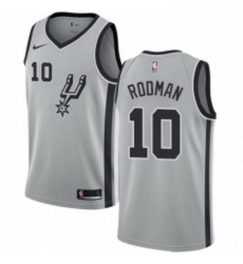 Womens Nike San Antonio Spurs 10 Dennis Rodman Authentic Silver Alternate NBA Jersey Statement Editi