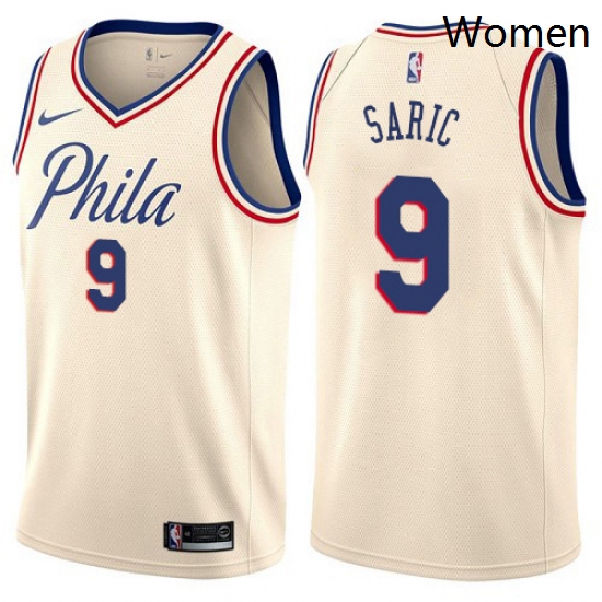 Womens Nike Philadelphia 76ers 9 Dario Saric Swingman Cream NBA Jersey City Edition