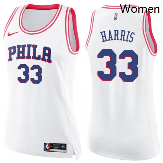 Womens Nike Philadelphia 76ers 33 Tobias Harris White Pink NBA Swingman Fashion Jerseysey