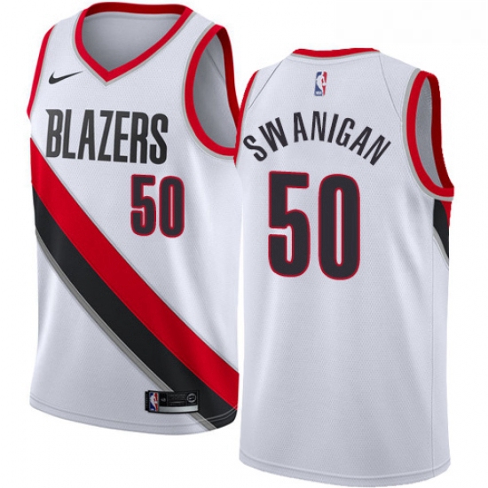 Womens Nike Portland Trail Blazers 50 Caleb Swanigan Swingman White Home NBA Jersey Association Edit