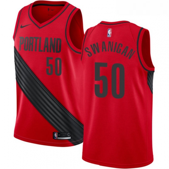 Womens Nike Portland Trail Blazers 50 Caleb Swanigan Swingman Red Alternate NBA Jersey Statement Edi