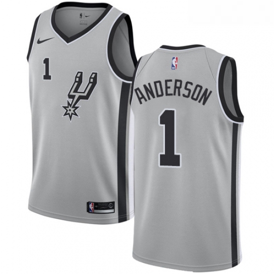 Womens Nike San Antonio Spurs 1 Kyle Anderson Authentic Silver Alternate NBA Jersey Statement Editio