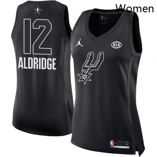 Womens Nike Jordan San Antonio Spurs 12 LaMarcus Aldridge Swingman Black 2018 All Star Game NBA Jers