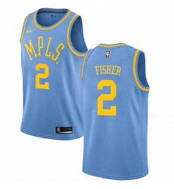 Womens Nike Los Angeles Lakers 2 Derek Fisher Authentic Blue Hardwood Classics NBA Jersey