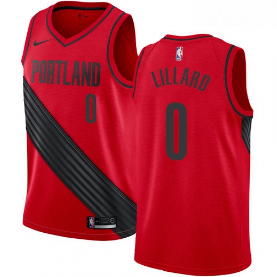 Womens Nike Portland Trail Blazers 0 Damian Lillard Swingman Red Alternate NBA Jersey Statement Edit