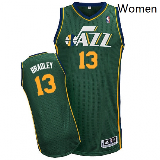 Womens Adidas Utah Jazz 13 Tony Bradley Authentic Green Alternate NBA Jersey