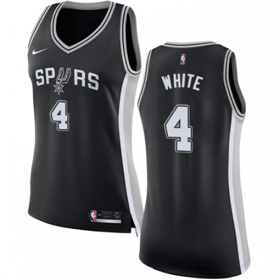 Womens Nike San Antonio Spurs 4 Derrick White Swingman Black Road NBA Jersey Icon Edition