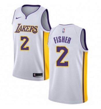 Womens Nike Los Angeles Lakers 2 Derek Fisher Authentic White NBA Jersey Association Edition