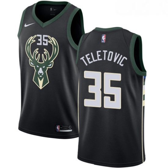 Womens Nike Milwaukee Bucks 35 Mirza Teletovic Swingman Black Alternate NBA Jersey Statement Edition